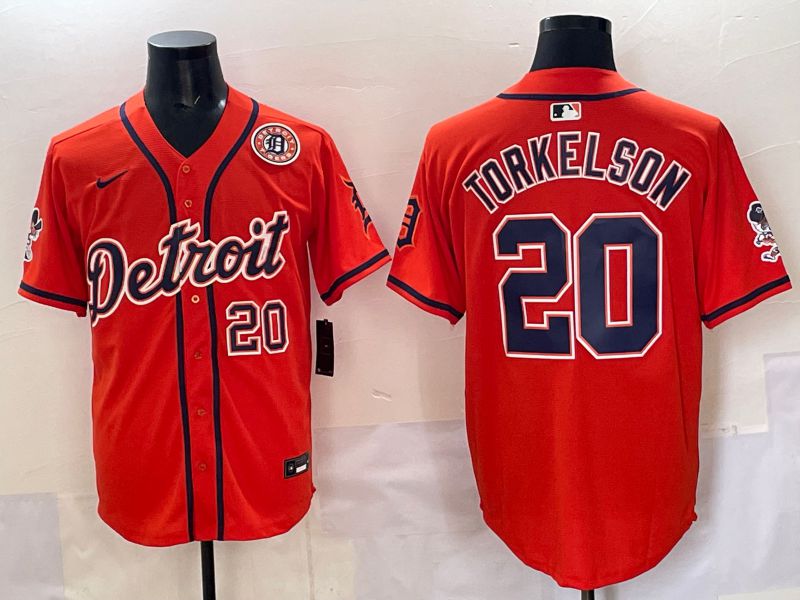 Men 2025 Detroit Tigers 20 Torkelson Orange Nike MLB Jersey style 05